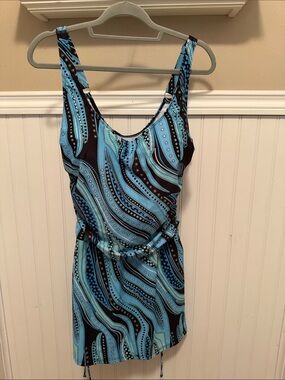 Eomenie Blue Patterned One-Piece Swimdress